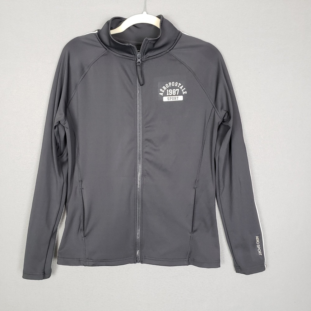 Aeropostale M Full Zip Track Jacket Charcoal Gray Retro Sporty Y2K Athleisure